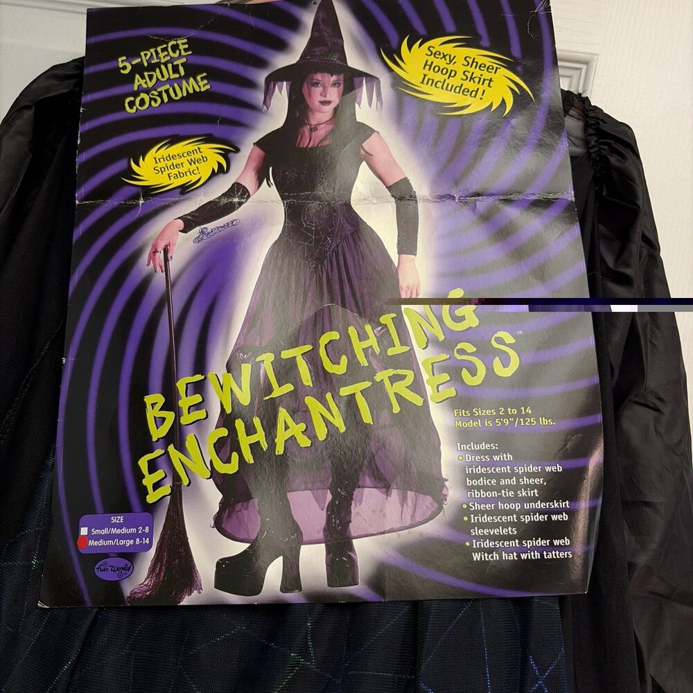 Enchanted Enchantress Costume fits sized 8-14 Halloween dress hoop gloves hat